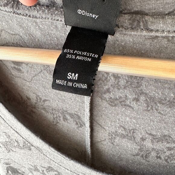 Disney Hot Topic Beauty & The Beast Gray Blouse Shirt Side Tie Mrs Potts Chip SM - Picture 8 of 11